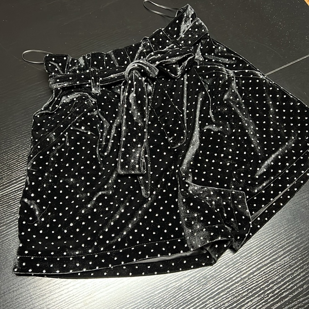 POSH Sen Bonet Paper Bag Shorts Velvet Studded